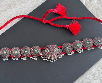 Black finish precious kemp-green-white pearl peacockwaist band(big) dj-51997