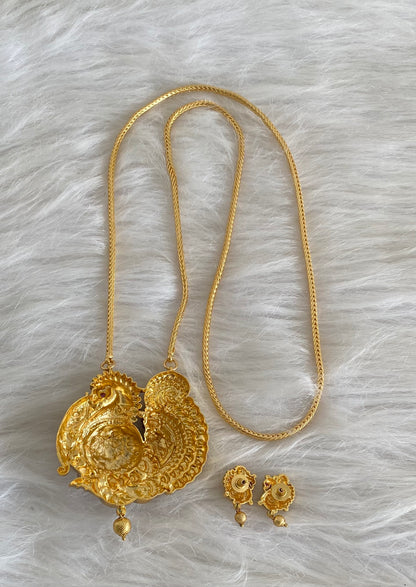 Antique gold tone 30 inches chain with annapakshi pendant set dj-54521