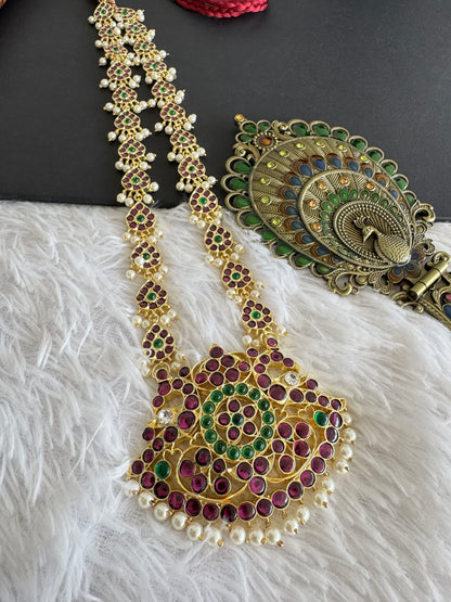 Gold tone precious kemp pearl peacock haar Dj-52304