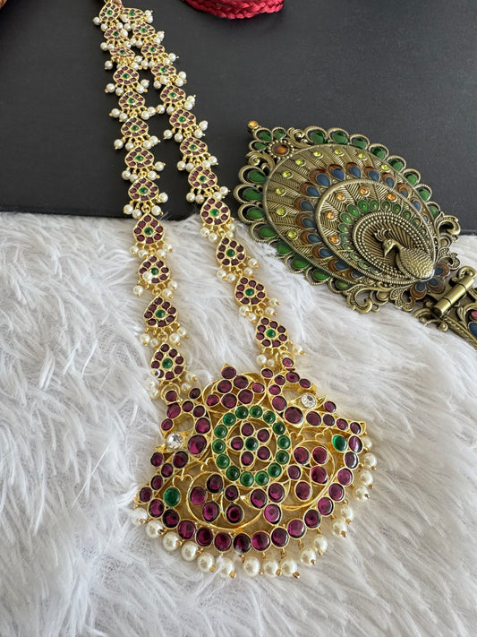 Gold tone precious kemp pearl peacock haar Dj-52304