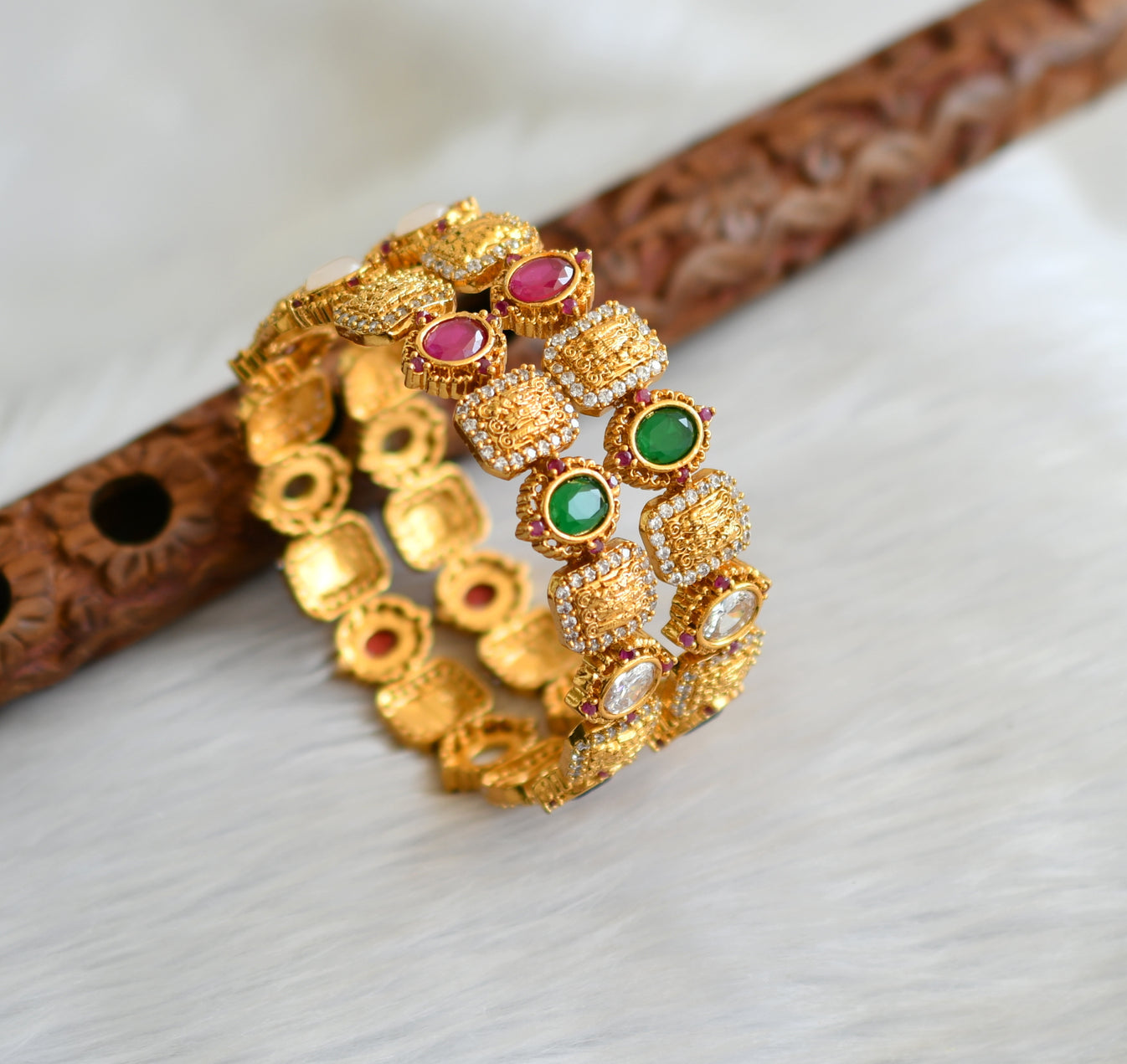 Matte finish navarathna Ram parivar bangles(2.4) dj-52201