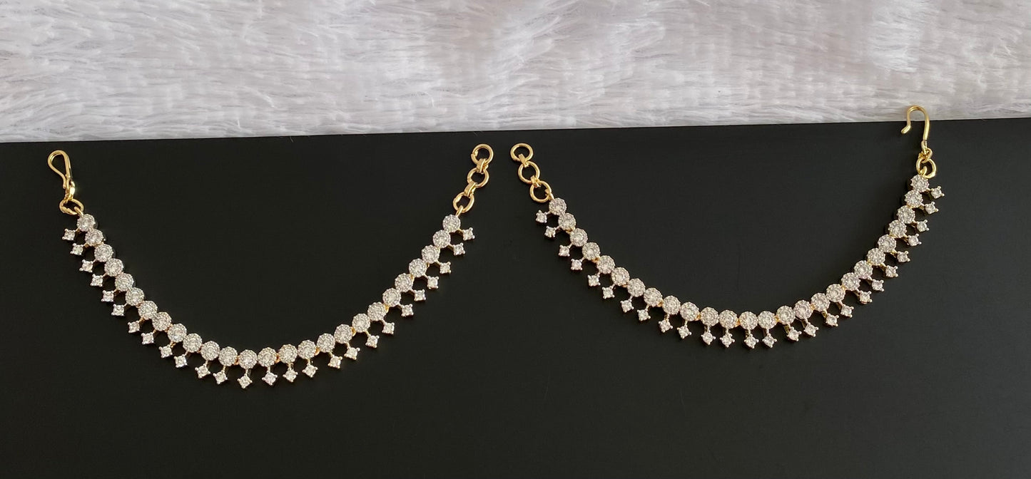 Two tone cz white stone ear side chain dj-54059