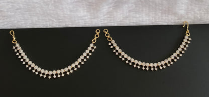 Two tone cz white stone ear side chain dj-54059