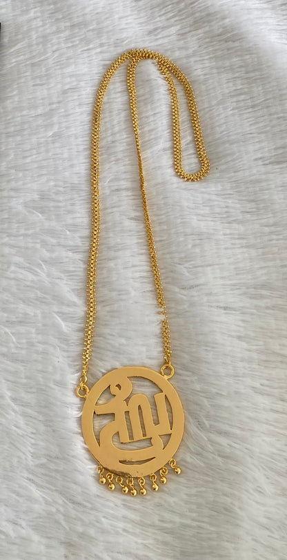 Gold tone 24 inches chain with AD pink-green-white Tamil Sree pendant dj-53260