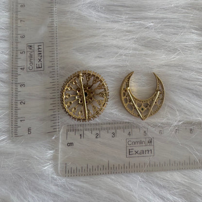 Antique gold tone cz kemp-green sun moon hair jewel- Dj-51352