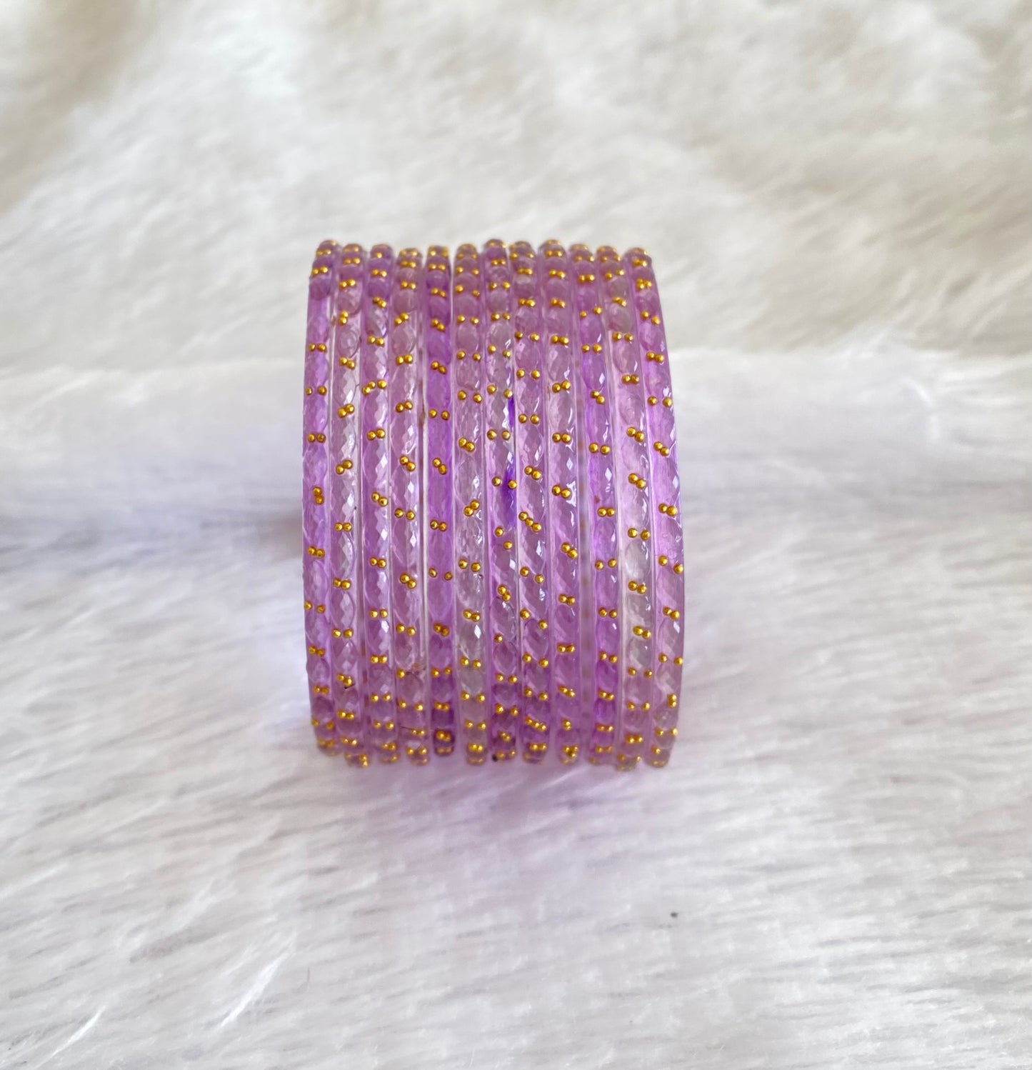 Set of 12 lavender glass bangles(2.8) dj-52806