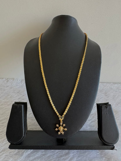 Gold tone 24 inches chain with AD Ganesha pendant dj-52250