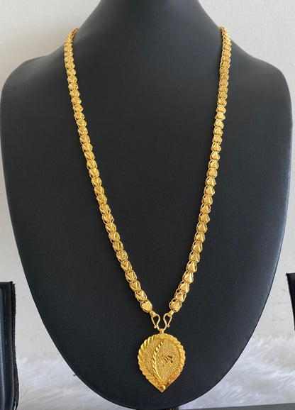 Gold tone 24 inches heart chain with om pendant dj-54383