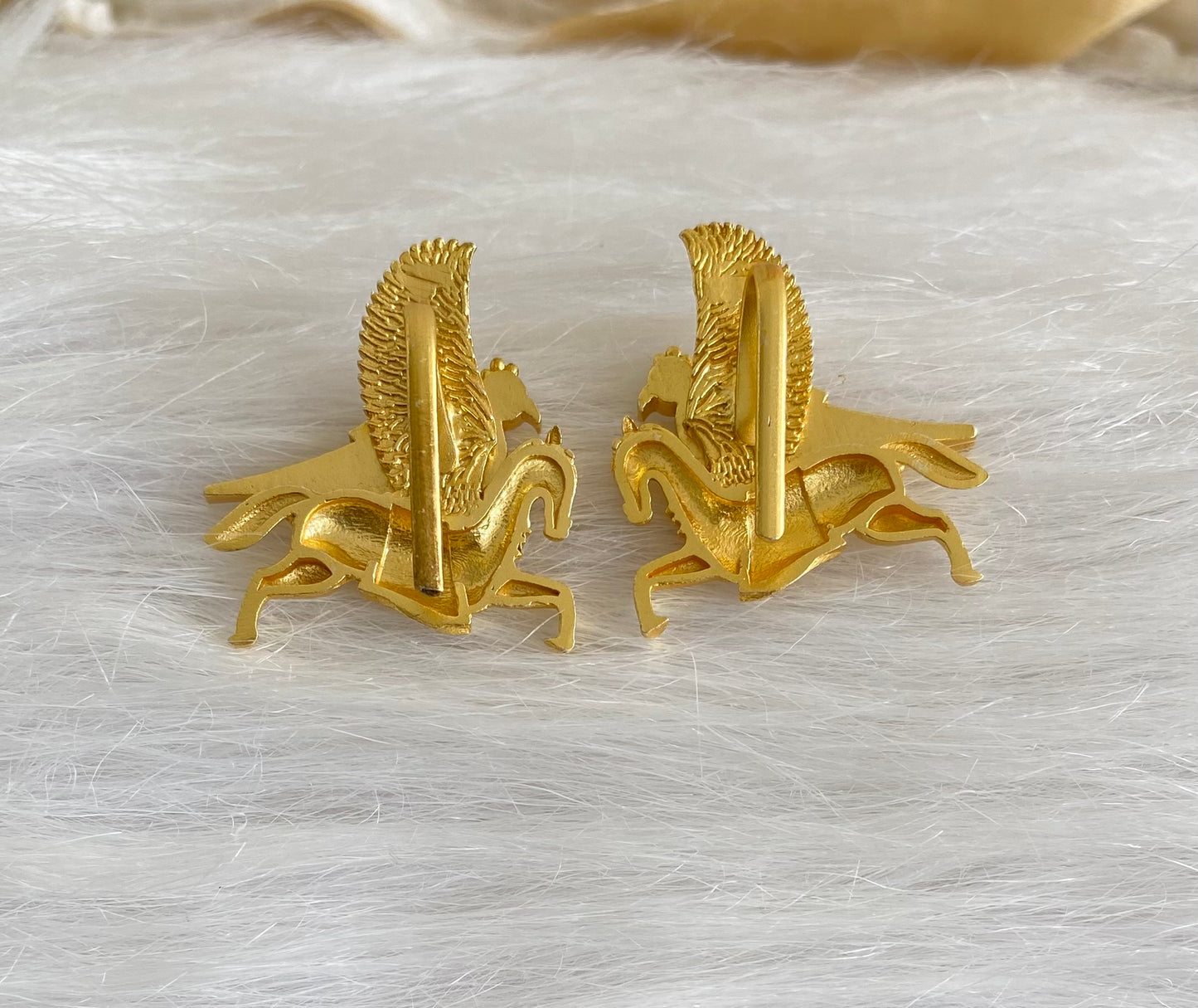 Gold tone kundan jadau bird-horse bugadi earrings dj-53666