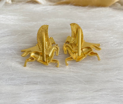 Gold tone kundan jadau bird-horse bugadi earrings dj-53666
