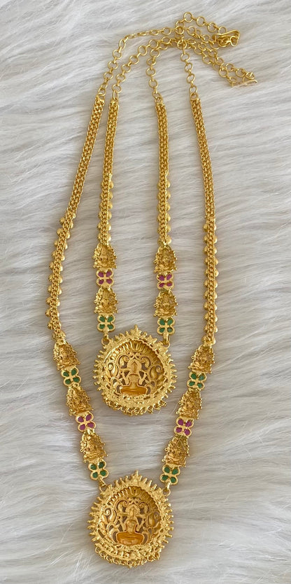 Gold tone kemp-green stone lakshmi combo set dj-54295