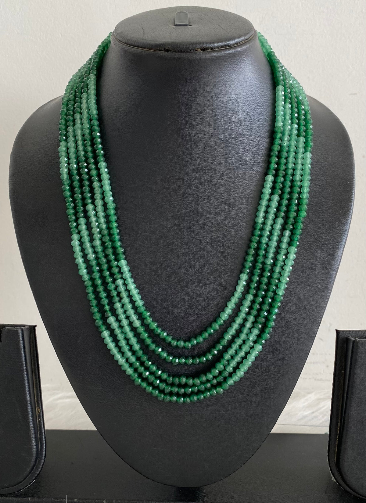 Green colour agates beaded layered necklace dj-54961