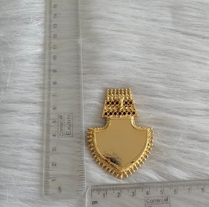 Gold tone kerala style pink-green palakka pendant dj-51316