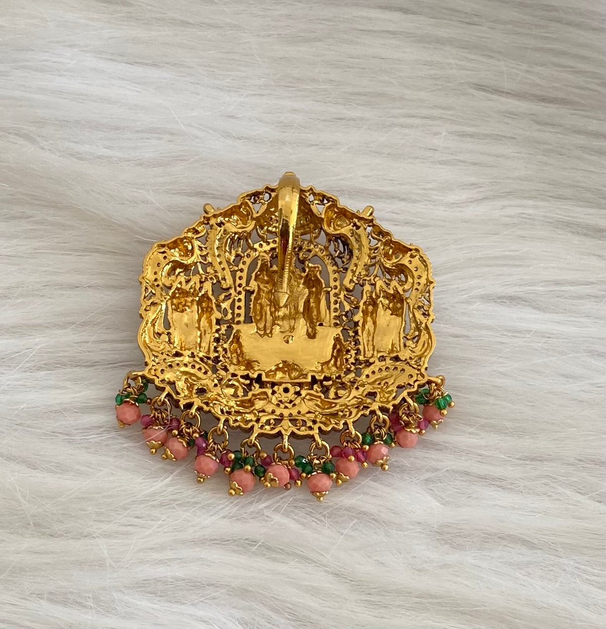 Matte finish srinivasa thirukalyanam meenakari pendant dj-54740