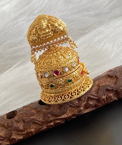Gold tone pink -green-white  lakshmi kumkum box dj-54223