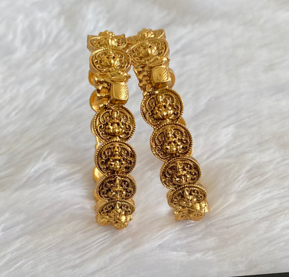Antique gold tone elephant lakshmi coin bangles(2.4) dj-53406