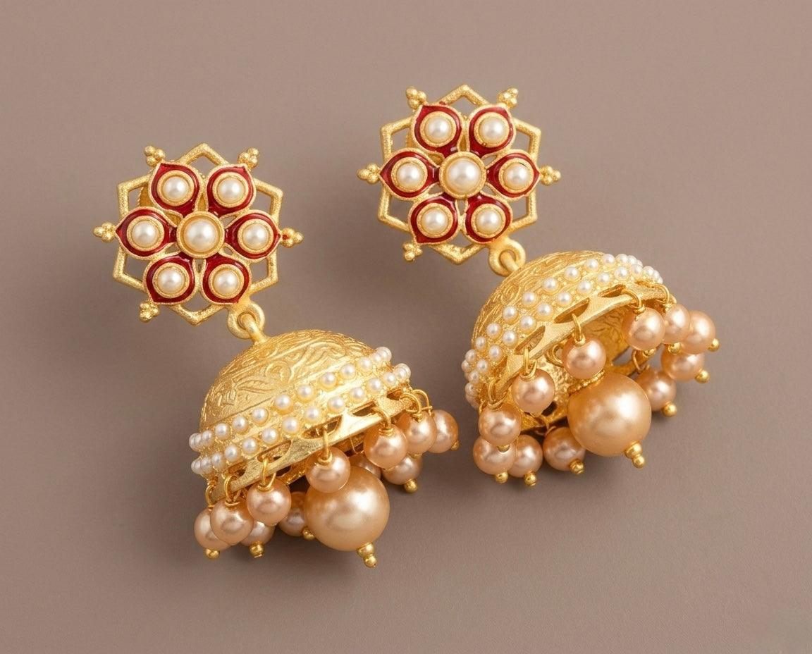 Matte finish pearl jhumkka -dj07632