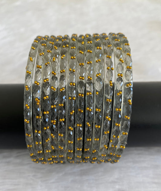 Set of 12 grey glass bangles(2.6) dj-52856