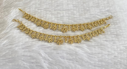 Two tone cz white stone flower ear side chain dj-54066