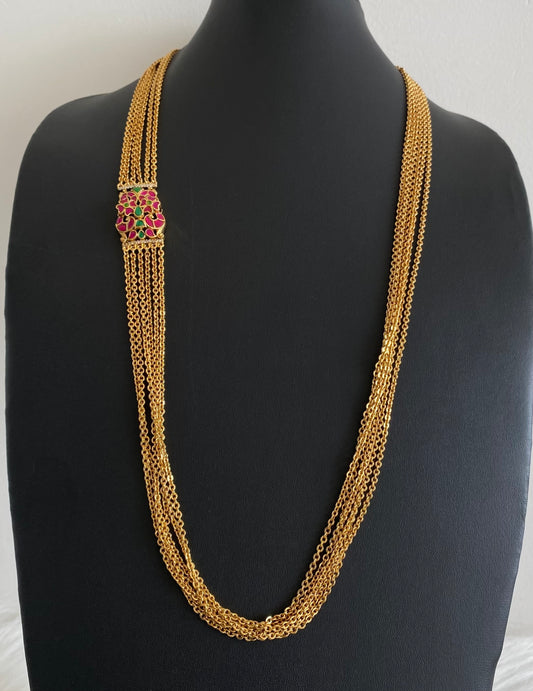 Antique gold tone peacock kundan jadau mugappu chandra haar dj-54189
