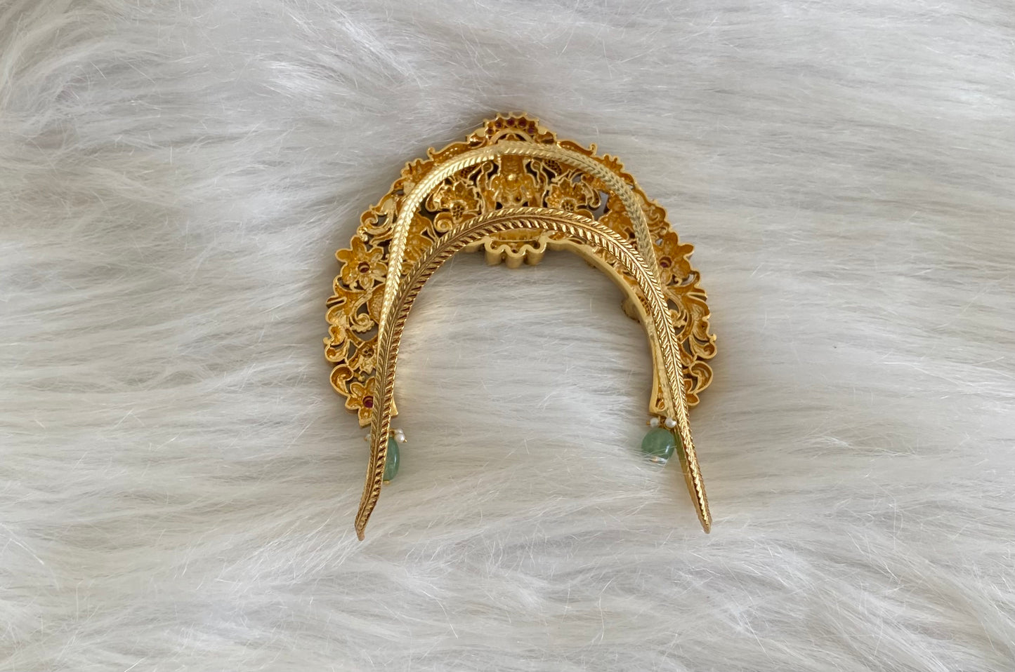Antique gold tone cz white-kemp-gree lakshmi peacock vanki/bajuband dj-54470