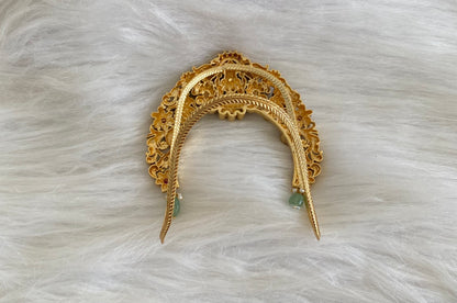Antique gold tone cz white-kemp-gree lakshmi peacock vanki/bajuband dj-54470
