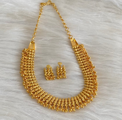 Gold tone kerala style ruby stone choker necklace set dj-54315