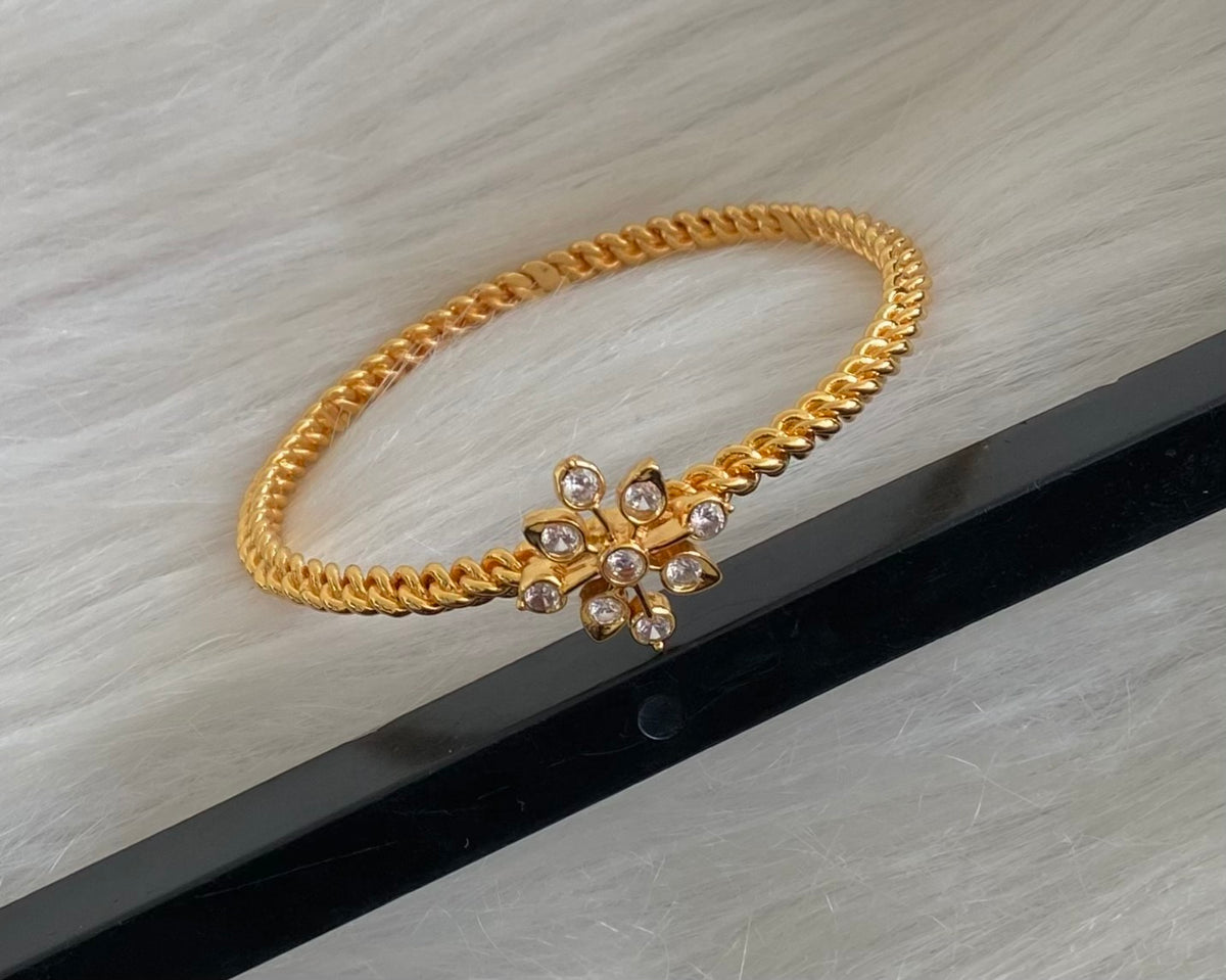 Gold tone AD white stone kada/bangle(2.4) Dj-54878