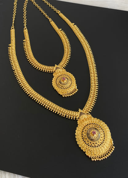 Gold tone ruby stone heart combo set dj-54282