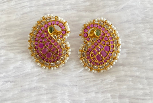 Matte finish kemp-green mango peacock stud/earrings dj-52997