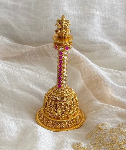 Matte finish jadau ganesha bell dj-54228