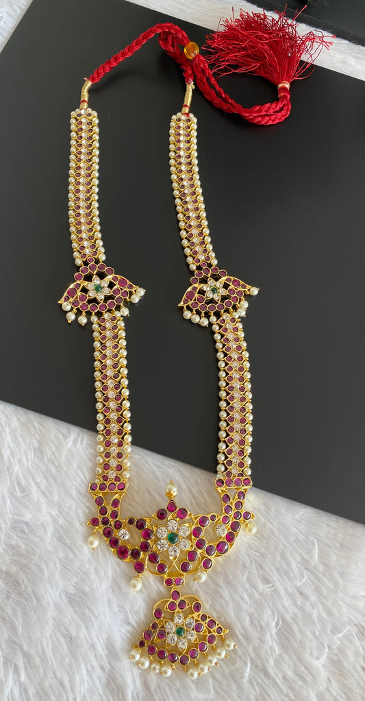 Gold tone precious kemp-green-white pearl peacock haar dj-52899