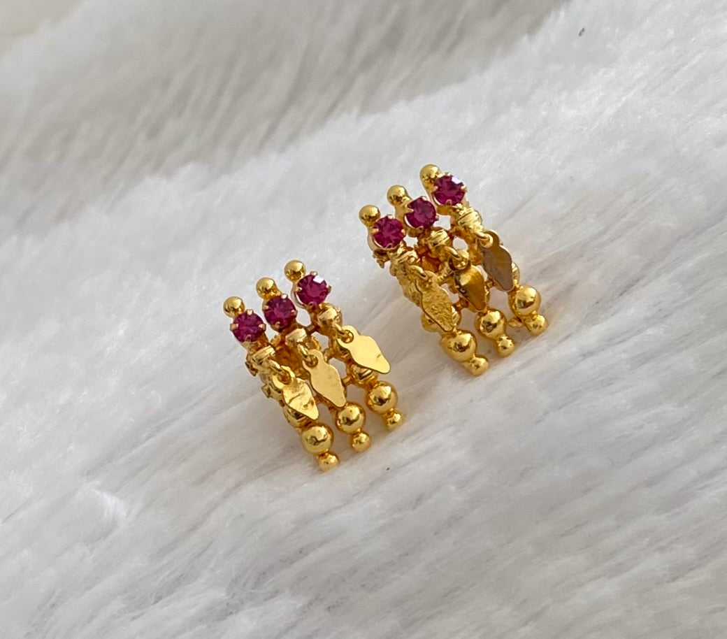 Gold tone elakka pink stone earrings dj-54358
