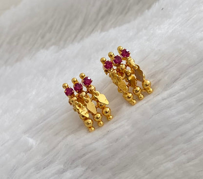 Gold tone elakka pink stone earrings dj-54358