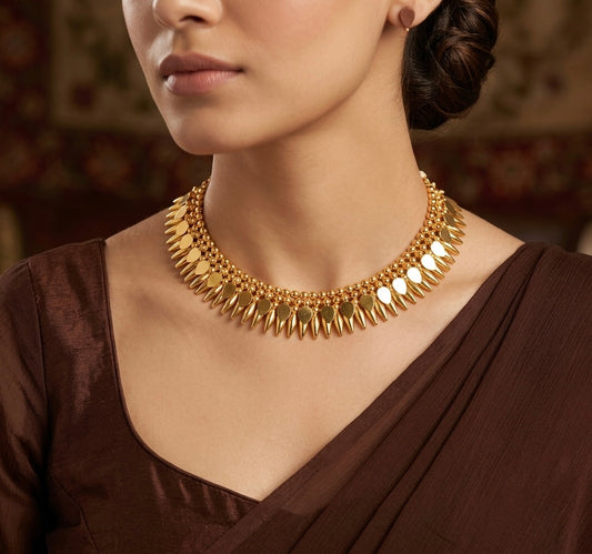 Gold tone elakka mulla mottu necklace dj-54543
