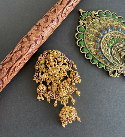 Matte finish kemp-green pearl Lakshmi hair jewel dj-52028