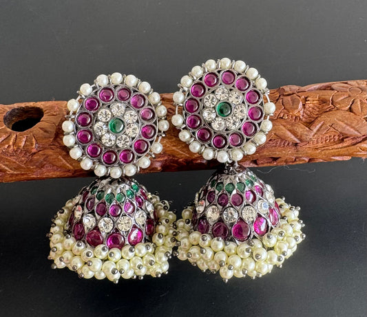 Black finish precious kemp pearl big jhumkka Dj-51173