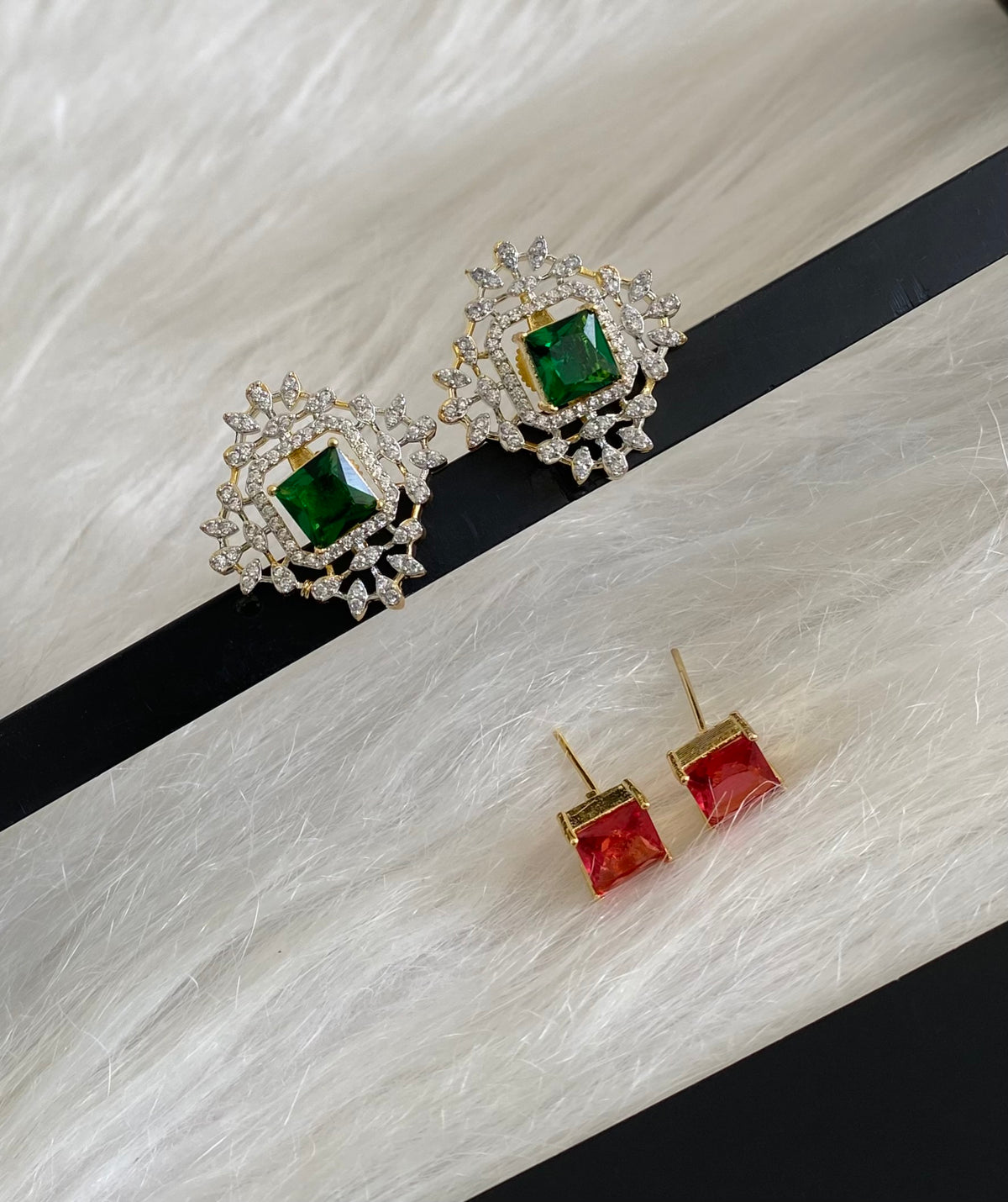 Two tone kemp-green color changeable earrings dj-54658