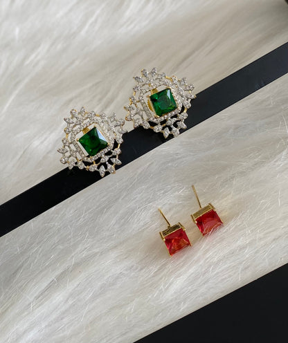 Two tone kemp-green color changeable earrings dj-54658