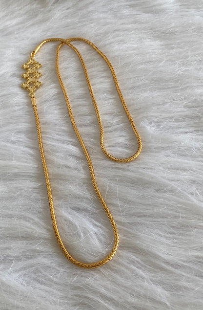 Gold tone white stone 30 inches mugappu chain dj-54420