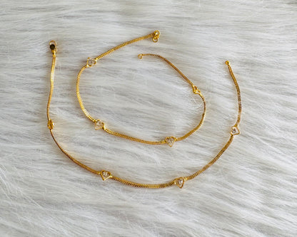 Gold tone 10.5 inches white heart anklets dj-51300