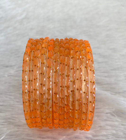 Set of 12 orange glass bangles(2.8) dj-52859