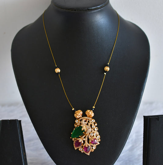 Matte finish kemp-green-white invisible peacock necklace dj-52413