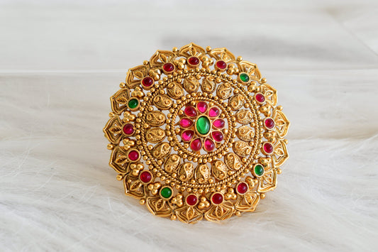Antique gold tone kemp-green round hair jewel(rakodi)dj-53623