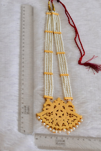 Gold tone precious kemp-green-white pearl peacock haar dj-52262