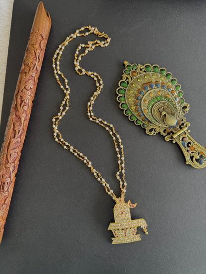Gold tone 24 inches chain with AD shiva lingam pendant dj-52226