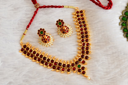Gold tone kemp-green pearl mango necklace set dj-52351