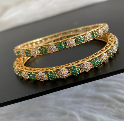 Gold tone green white stone nakshatra bangles(2.10) dj-55154
