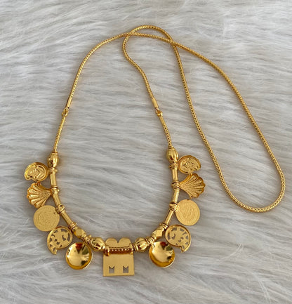 Gold tone 24 inches chain sokkar-meenakshi mango lakshmi coin mangalyam dj-54556