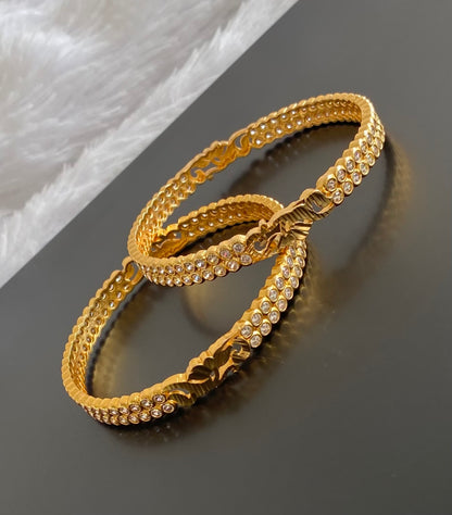 Gold tone white stone bangles(2.4) Dj-54443